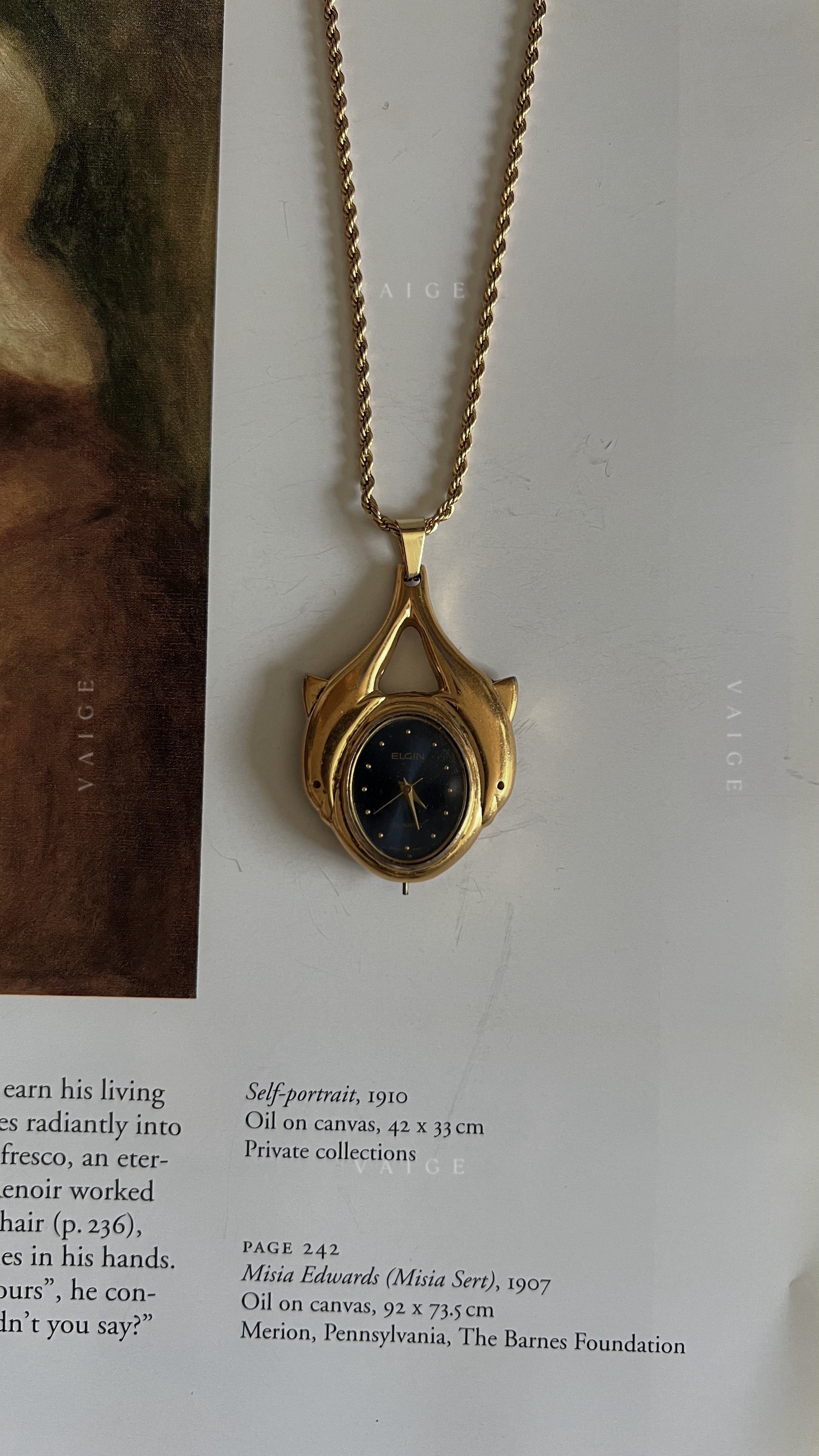 Vintage elgin dolphin pocket watch necklace